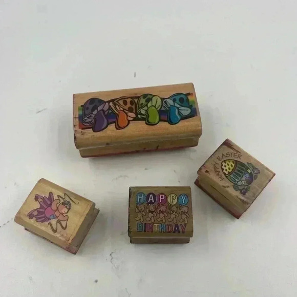 Small Wooden Rubber Stamps - Picture 1 of 13